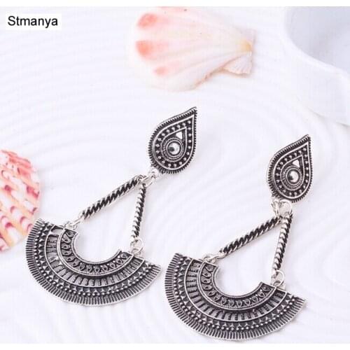 Earrings Set HOT SALE New Bohemian National Wind Retro Personality Fan-Shaped Earrings Antique earrings Jewelry 12114