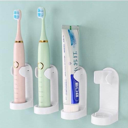 Traceless Electric Toothbrush Holder Toothbrush Toothpaste Organizer Wall-Mounted Hooks Space Saving Rack Bathroom Accessories