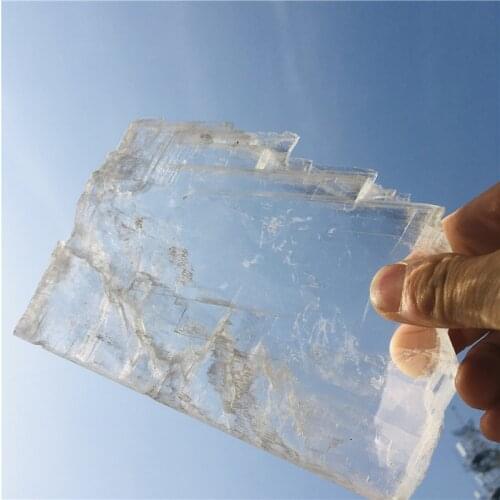 Natural white rough selenite crystal slab transparent gypsum specimen