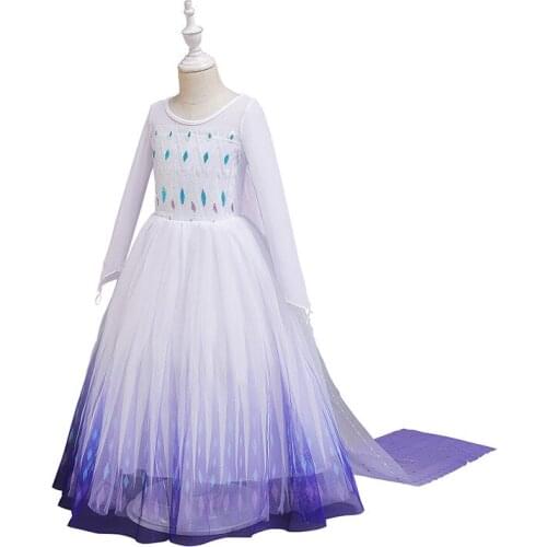 Girls Elsa Dress Snow Queen Halloween Princess Cosplay Costume Kids Long Sleeve Dresses for Children Sequined Christmas Clothing