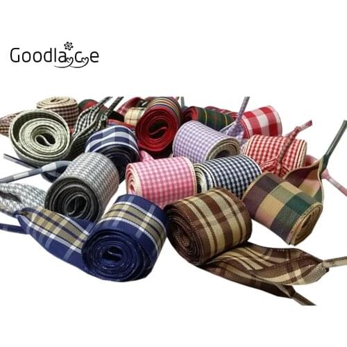 Wholesale 50 pairs of 120cm/47" Flat Fashion Checkered Ribbon Shoelaces British Style Plaid Shoe Laces