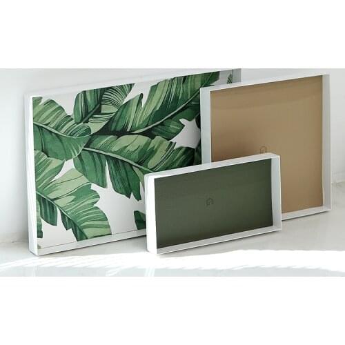 Leather Mat Trays White Iron Plate for Jewelry/Watch/Dessert/Coffee Nordic Style Tray Home Decoration