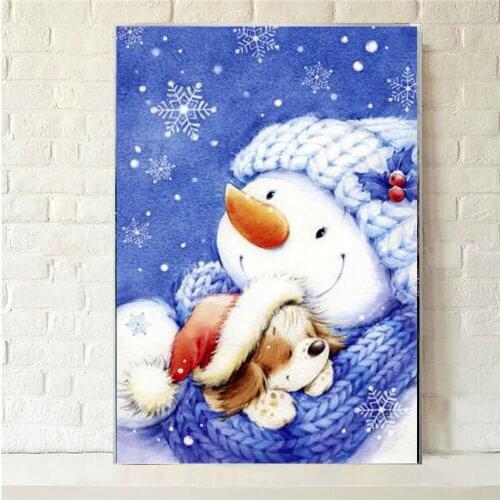 Full Square 5D DIY Diamond Painting "Cartoon snowman landscape"pictures of Rhinestones Diamond embroidery wall decoration FG1760
