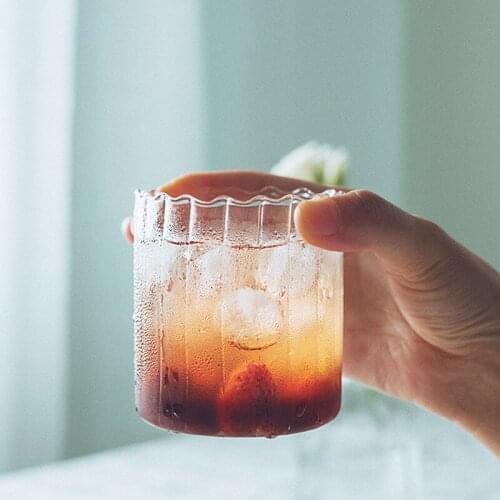 Transparent Stripe Coffee Cup Drinking Glasses Water Milk Ice Glasses Drinkware Tea Shot Glass Yogurt Cup