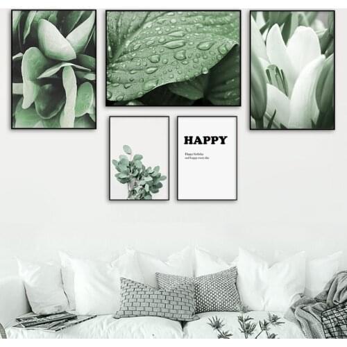 Self-adhesive Wall Stickers Eucalyptus Green Plant Art Nature Wall Art Posters And Prints Wall Picture For Living Room Decor