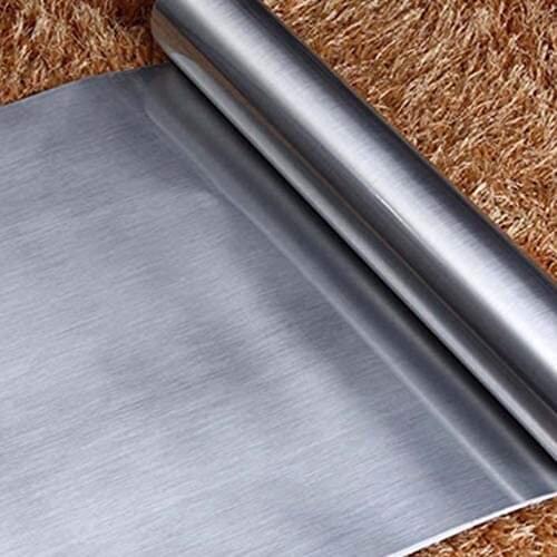 Silver Thick Metal Brushed Elevator Door Stickers Refrigerator Furniture Renovation Waterproof Self-adhesive PVC Wallpaper #BL1