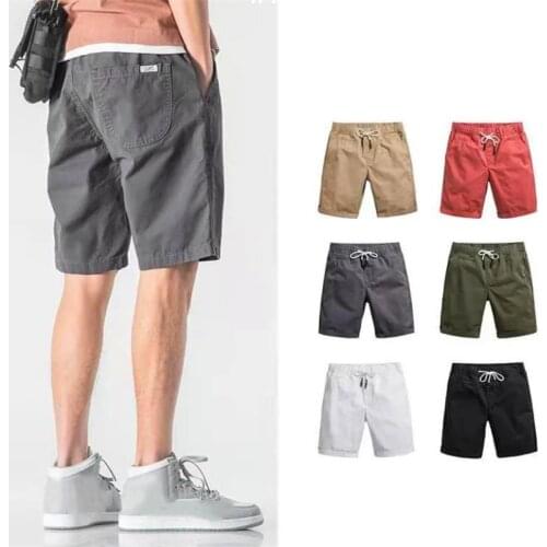 Shorts Men Summer Knee-length Pants Solid Color Leisure Vintage Wild Men Clothing Outdoor Plus Size Male Straight Bottoms