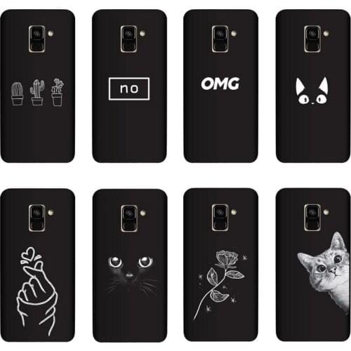 QAQsam Silicone Cover For Samsung Galaxy A8 2018 A530F A530F/DS Case Painting Flower Cat Moon Matte Phone Cases Funda