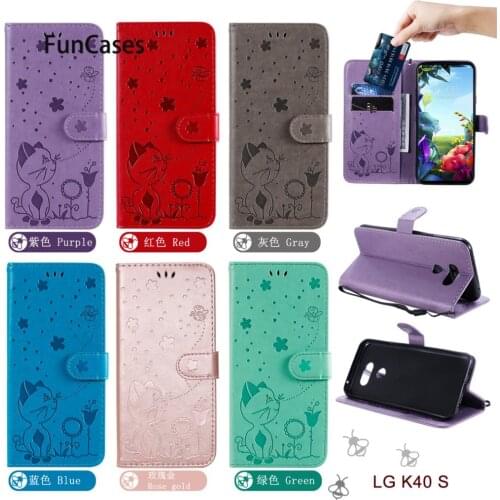 Blue Cellular Phone Covers For cellular LG K40S Unicorn Coque PU Leather Flip Cover sFor LG K40S Portable capa Half Wrapped Case