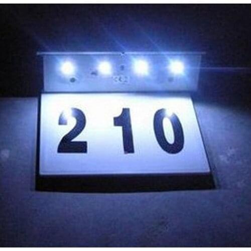 LED Solar Stainless Steel Powered House Number Lamp Automatic Switch Alphanumeric Outdoor Door Outdoor Wall Sign Light Sensor