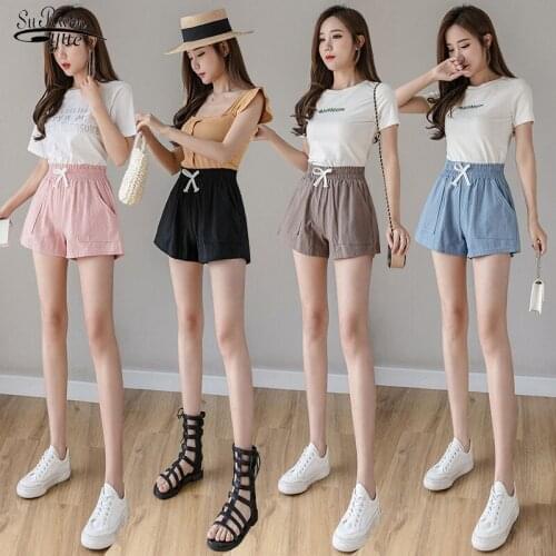 Plus Size Loose Casual Women Shorts Summer Solid Chic Style Cotton Linen High Waisted Shorts Nice Korean New Short Femme 10079