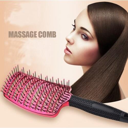 Comfortable Hair Comb Brush Hair Scalp Massage Comb Hairbrush Nylon Women Wet Curly Detangle Hair Brush for Salon Hair