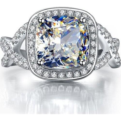 3 Carat Splendid Diamond Ring Super Shine Engagement Cushion Cut Ring 925 Sterling Silver Ring White Gold Color