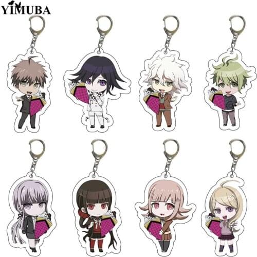 Japanese Game Anime Danganronpa: Trigger Happy Havoc Keychain Kaede Akamatsu Kokichi Oma Cartoon Figure Acrylic Pendant Keyring
