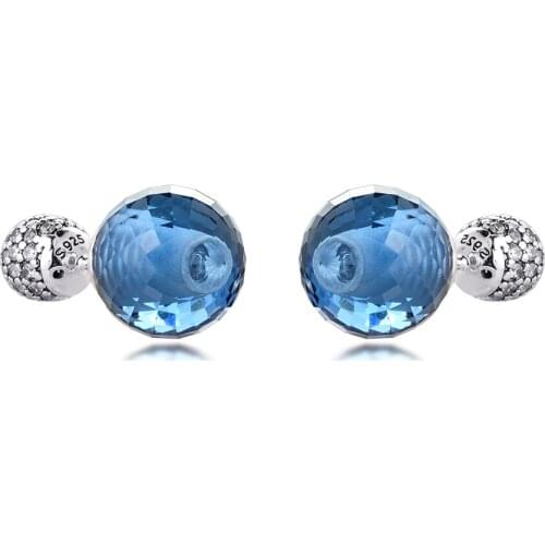 Earrings for Women Shimmering Drops Midnight Blue Earring Pendiente Kolczyki Aretes De Mujer Brincos 925 Sterling Silver Jewelry