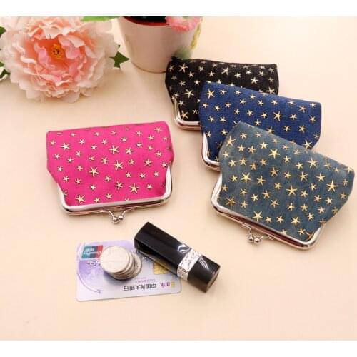 Women Denim Fabric Coin Purses Ladies Star Pattern Mini Wallet Female Hasp Clutch Purse Card Holder Lipstick Storage Gift