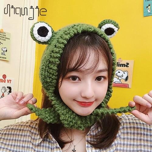 NEW Winter Skullies Cute Women Frog Hat Crochet Knitted Hat Costume Beanie Hats Cap Gift Hip-hop Cap Photography Prop Party