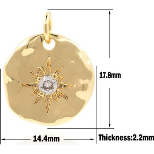 Gold Round Sun Necklace, Disc Sun Pendant, Sun God Pendant, DIY Jewelry Making Accessories 17.8x14.4x2.2mm