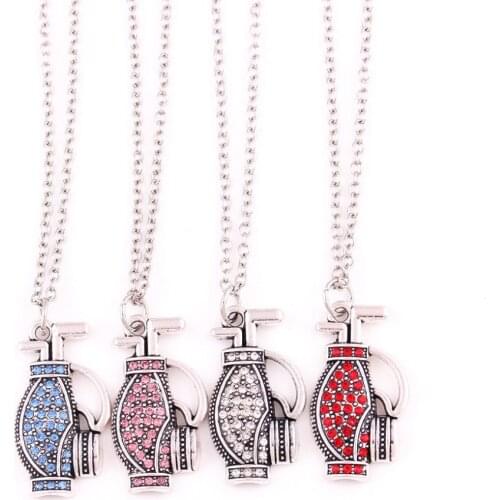 Link Chain Golf Bag Shape With Colorful Crystal Cute Shape Material Zinc Alloy Special Design Pendant Will Add Your Charm Taste