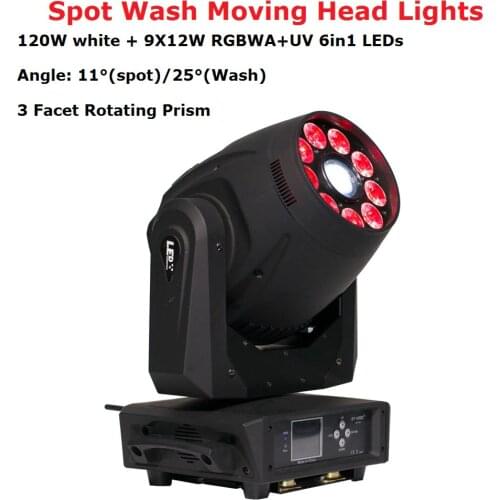 1Pcs/Lot Stage Dj Disco Nightclub Bar Lights High Quality 9X12W RGBWA-UV 6IN1 LEDS + 120W LED Gobo Moving Head Wash Spot Lights