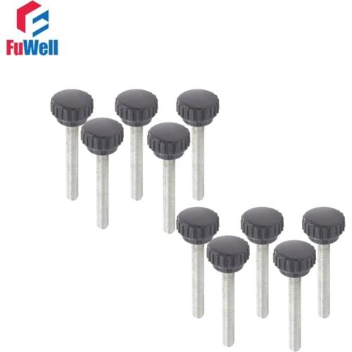 10pcs M6 x 40mm Male Thread 22mm Round Head Diameter Nut Clamping Knob Replacement Screw on Knurled Grip Knob Handles