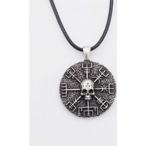 12pcs Punk Goth Viking Pirates Compass Skull Necklace Mens Jewelry