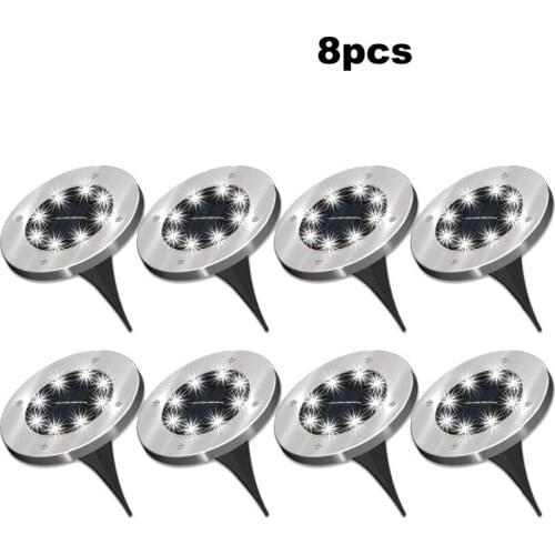 2-8pcs 8 led Ground Light Solar Powered Garden Landscape Lawn Lamp Buried Light Outdoor Road Stairs Decking light With light Sen