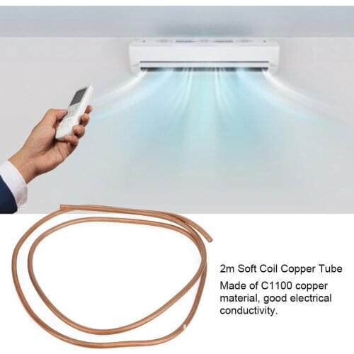 2m Copper Tube C1100 T2 Copper Pipe Soft Coil Tubing For Air Conditioner Refrigerator O.D 8mm I.D 4.8mm Copper Pipe