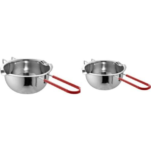 2Pcs Stainless Steel Universal Anti-Scald Handle Hot Pot Melted Butter Chocolate Cheese Caramel(400Ml and 600Ml)
