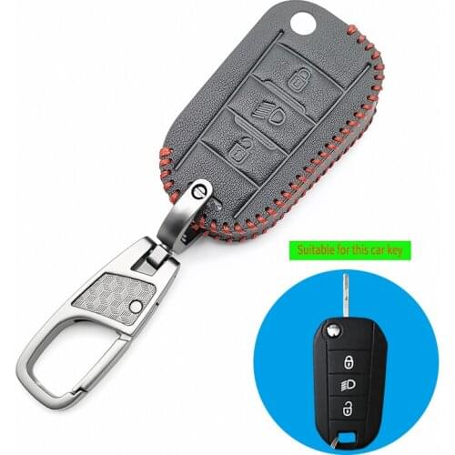3 Button Genuine Leather Car Key Case for Peugeot 3008 208 308 508 408 2008 For Citroen C4L Protective Cover Car Skin Holder