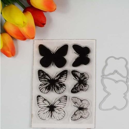 3layers butterfly Transparent clear stamp/coordinating die for DIY Scrapbooking/Card Making/Kids Fun Decoration Supplies