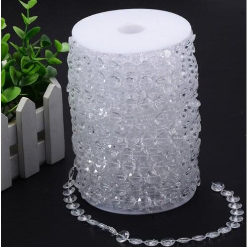 30m AB Iridescent Diamond Strand Acrylic Crystal Bead Chain White Clear Wedding Party Decorations Curtain Lighting Hanging Craft