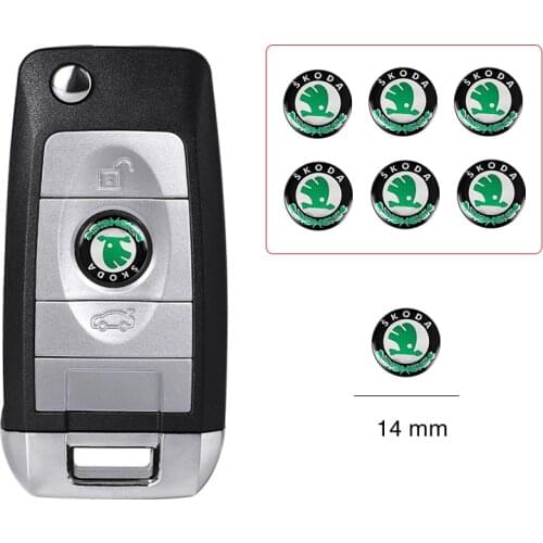 5Pcs Car Emblem Logo Key Sticker Accessories For Skoda Octavia Rapid Kodiaq Karoq Fabia Kamiq Superb Derivative VisionS Yeti