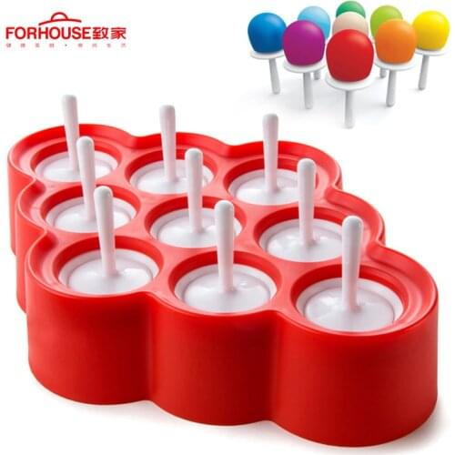 Ice Cube Tray Mini Pop 9 Pieces Miniature Popsicle Molds Ice Cream Makers Silicone Frozen Mold