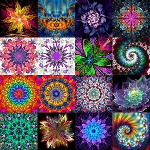 5D Colorful Flower Mandala Diamond Painting DIY Cross Stitch Kit Crafts Crystal Stickers Diamond Embroidery Home Wall Decoration