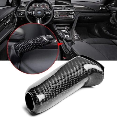 Car Real Carbon Fiber Handbrake Cover Grip Handle Lever Brake Handle Cover for -Bmw1 3 4 Series Gt E90 E92 F30