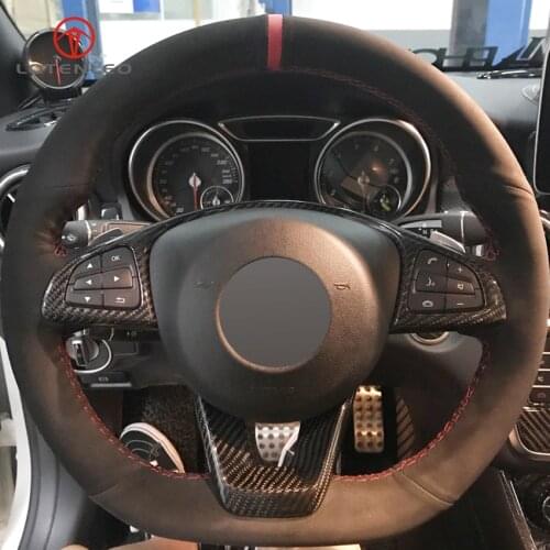 LQTENLEO Black Suede DIY Car Steering Wheel Cover for Mercedes Benz C200 C250 C300 B250 B260 A200 A250 Sport CLA220 CLS400 E200d