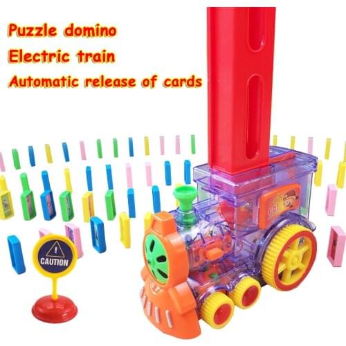 Children Toys Domino Train Colourful Electric Vehicle Toy Building And Stacking Toy Block Dominoes Games Educational Toys Gift