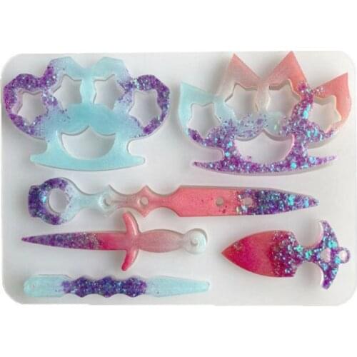 DIY epoxy resin epoxy ring set keychain cat fox fist claw defense cat skull transparent silicone mold