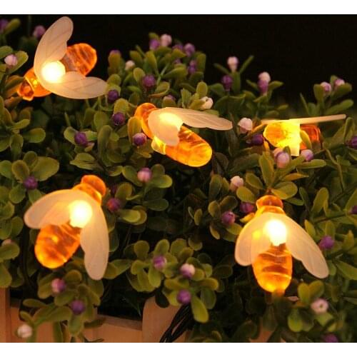 Bee-shaped solar string lights, waterproof, anti-freeze, sun-proof, holiday decoration garden balcony lights