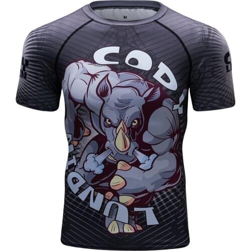 Custom High Quality Design Sublimation Printed Short Sleeve Rashguard Spandex Men Bjj Mma Rash Guard