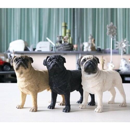 JJM Pug Dog Pet Figure Canidae Animal Collector Canis lupus familiaris PVC Model Doll EducationalToy Children Adults Kids Gift