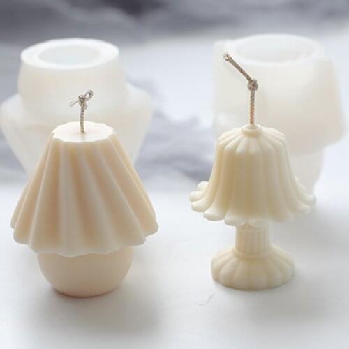 Creative 3d Table Lamp Shape Candle Mold Carousel Silicone Mold Korean Design Perfume Bottle Shape Molds For Candle Making
