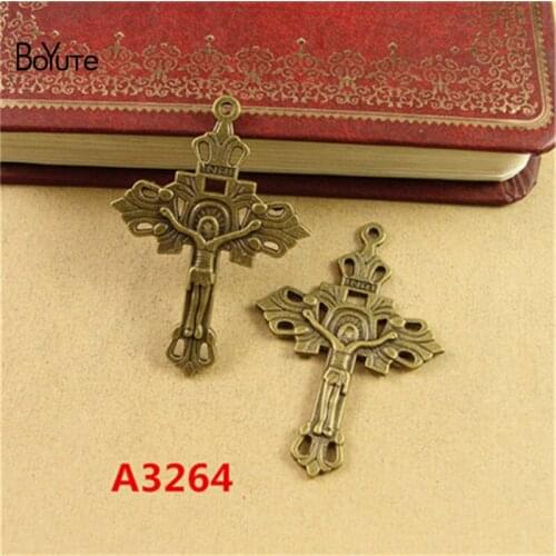 BoYuTe (50 Pieces/Lot) 45*31MM Cross Charms Antique Bronze Metal Zinc Alloy Necklace Bracelet Diy Charm Pendant Jewelry Findings