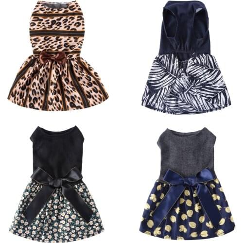 Summer Dog Dress Cotton Leopard Princess Dress XS-L Clothes Party Dresses Skirt For Small Dogs Pet Supplies
