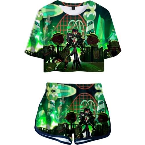 Helluva Boss 3D Print Summer unisex Sets Sexy Short Tops+shorts Elastic Waist Suit Youthful Style Two Piece Set