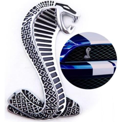 Mustang Cobra Snake Shelby Metal Front Grill logo Emblem Badge Chrome Nice