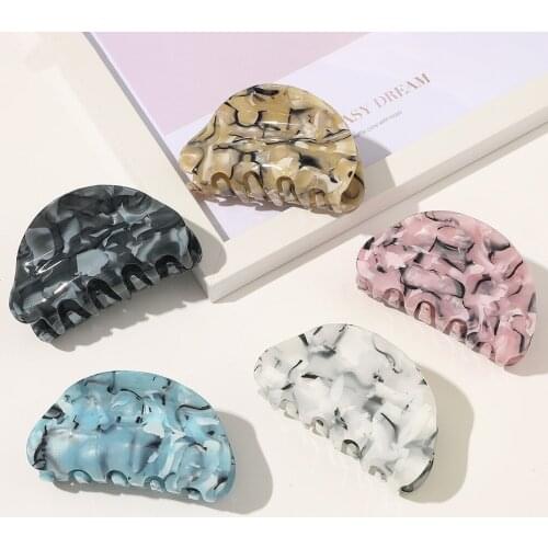 Fashion Wild Marble Stripes Acrylic Solid Color Shining Hairpin Bath Pan Hair Claw for Women Girl Hair Accessories Headdress