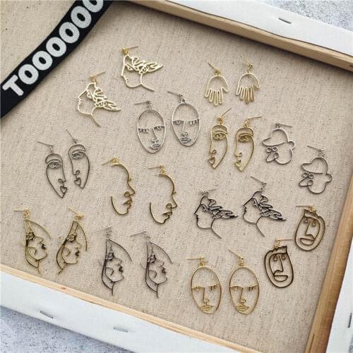 Fashion Human Face Drop Earrings for Women Punk Elegant Abstract hollow Exaggerated Handmade Pendant Earrings Gifts Jewelry
