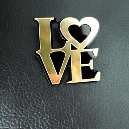 Fashion Gold Color Mirror Acrylic Heart Letter LOVE Brooches For Women Trendy Big Individuality Lovers brooch Jewelry B19001